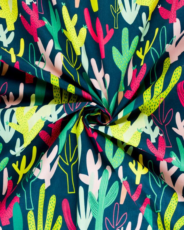 Cactus cotton poplin Navy Blue - Tissushop
